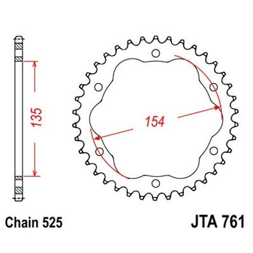 HLINÍKOVÁ ŘETĚZOVÁ ROZETA JT JTA 761-38 38 ZUBŮ, 525