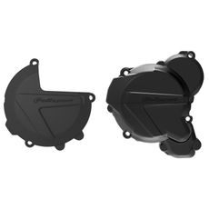 CLUTCH AND IGNITION COVER PROTECTOR KIT POLISPORT 90968, JUODOS SPALVOS