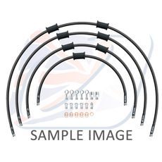 STANDARD FRONT BRAKE HOSE KIT VENHILL POWERHOSEPLUS YAM-6048F-BK (4 ŽARNELĖS RINKINYJE) BLACK HOSES, CHROMED FITTINGS