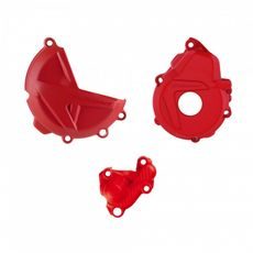 CLUTCH AND IGNITION COVER PROTECTOR KIT POLISPORT 91321, RAUDONOS SPALVOS