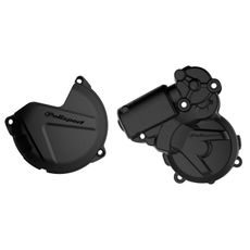 CLUTCH AND IGNITION COVER PROTECTOR KIT POLISPORT 90966, JUODOS SPALVOS