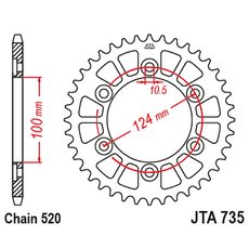 GALINĖ ALIUMININĖ ŽVAIGŽDĖ JT JTA 735-38BLK 38T, 520, JUODOS SPALVOS