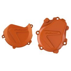 CLUTCH AND IGNITION COVER PROTECTOR KIT POLISPORT 90986, ORANŽINĖS SPALVOS