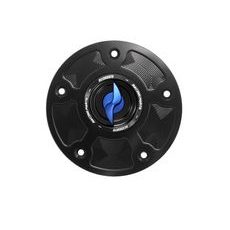 TANK FILLER CAP ACCOSSATO FC112 FOR KAWASAKI MOTORBIKES WITH QUICK RELEASE MACHINED FROM BILLET ALUMINIUM, JUODOS SPALVOS