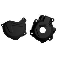 CLUTCH AND IGNITION COVER PROTECTOR KIT POLISPORT 90978, JUODOS SPALVOS