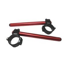 ALUMINIUM-FORGED CLIP-ONS ACCOSSATO CP003 WITH METAL CLAMP COMPOSED OF 2 HALF-RINGS 10 DEGREES INCLINATION, RED