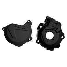 CLUTCH AND IGNITION COVER PROTECTOR KIT POLISPORT 90970, JUODOS SPALVOS