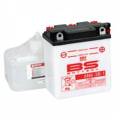 STANDARTINIS AKUMULIATORIUS (SU RŪGŠTIES PAKUOTE) BS-BATTERY 6N6-3B-1 ACID PACK INCLUDED
