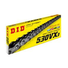 VX series X-Ring chain D.I.D Chain 530VX3, 118 narelių ilgio, auksas-juoda spalvos