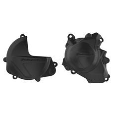 CLUTCH AND IGNITION COVER PROTECTOR KIT POLISPORT 90961, JUODOS SPALVOS