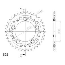 REAR SPROCKET SUPERSPROX STEALTH RST-991:38-GLD, AUKSO SPALVOS 38T, 525
