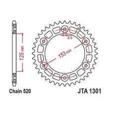 GALINĖ ALIUMININĖ ŽVAIGŽDĖ JT JTA 1301-42RED 42T, 520, RAUDONOS SPALVOS