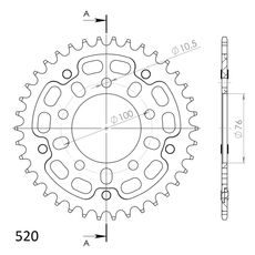 REAR SPROCKET SUPERSPROX STEALTH RST-7091:38-GLD, AUKSO SPALVOS 38T, 520