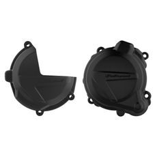 CLUTCH AND IGNITION COVER PROTECTOR KIT POLISPORT 91000, JUODOS SPALVOS
