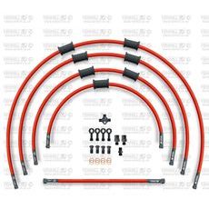 STANDARD FRONT BRAKE HOSE KIT VENHILL POWERHOSEPLUS KAW-5007FB-RD (5 ŽARNELĖS RINKINYJE) RED HOSES, BLACK FITTINGS
