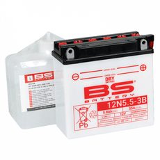 STANDARTINIS AKUMULIATORIUS (SU RŪGŠTIES PAKUOTE) BS-BATTERY 12N5.5-3B ACID PACK INCLUDED