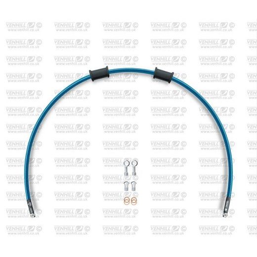 GALINĖS STABDŽIŲ ŽARNELĖS RINKINYS VENHILL POWERHOSEPLUS HON-7015R-TB (1 ŽARNELĖ RINKINYJE) TRANSLUCENT BLUE HOSES, CHROMED FITTINGS