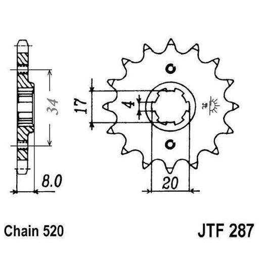 PRIEKINĖ ŽVAIGŽDĖ JT JTF 287-14 14T, 520