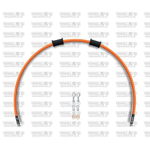 GALINĖS STABDŽIŲ ŽARNELĖS RINKINYS VENHILL POWERHOSEPLUS HON-7014R-OR (1 ŽARNELĖ RINKINYJE) ORANGE HOSES, CHROMED FITTINGS