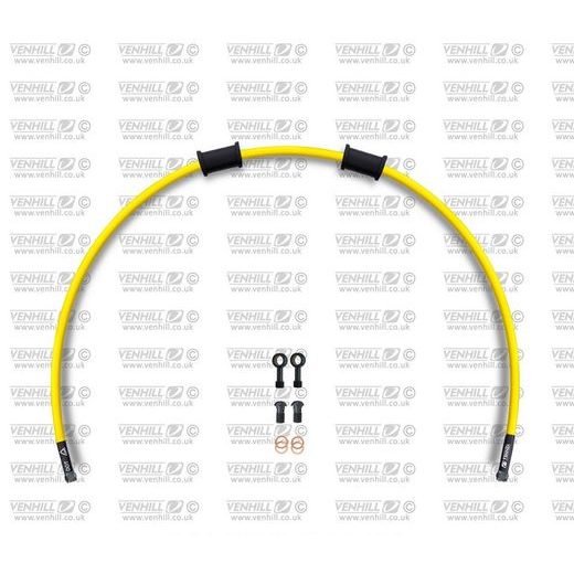 PRIEKINĖS STABDŽIŲ ŽARNELĖS KOMPLEKTAS VENHILL POWERHOSEPLUS CAG-1001FB-YE (1 ŽARNELĖ RINKINYJE) YELLOW HOSES, BLACK FITTINGS