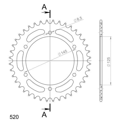 GALINĖ ALIUMININĖ ŽVAIGŽDĖ SUPERSPROX RAL-405:40-RED, RAUDONOS SPALVOS 40T, 520