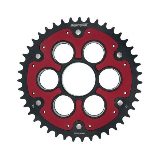 REAR SPROCKET STEALTH WITH ALLOY DISC SUPERSPROX RSA-755:43-RED, RAUDONOS SPALVOS 43T, 520