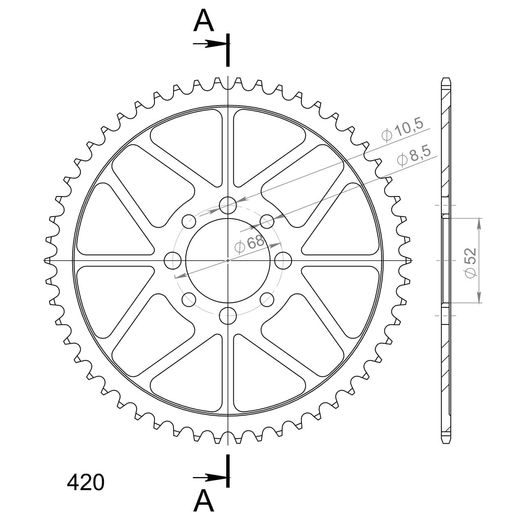 GALINĖ ŽVAIGŽDĖ SUPERSPROX RFE-801:54-BLK, JUODOS SPALVOS 54T, 420