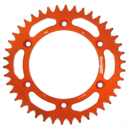 REAR ALU SPROCKET SUPERSPROX RAL-990:42-ORG, ORANŽINĖS SPALVOS 42T, 520