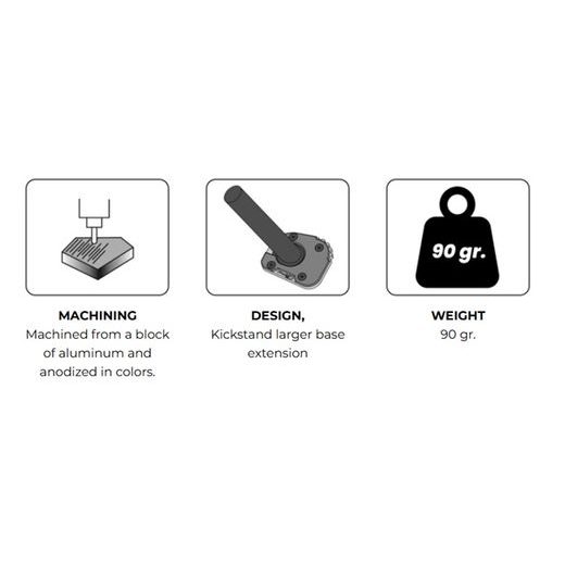 KICKSTAND EXTENSION PUIG 22831N, JUODOS SPALVOS WITH STANDARD SUSPENSION