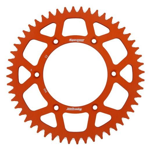 REAR ALU SPROCKET SUPERSPROX RAL-990:52-ORG, ORANŽINĖS SPALVOS 52T, 520