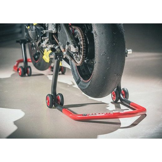 UNIVERSAL REAR STAND LV8 E620LV.KR WITH V FORK CURSORS, JUODAI RAUDONOS SPALVOS