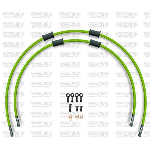 CROSSOVER FRONT BRAKE HOSE KIT VENHILL POWERHOSEPLUS KAW-10009FB-GR (2 ŽARNELĖS RINKINYJE) GREEN HOSES, BLACK FITTINGS