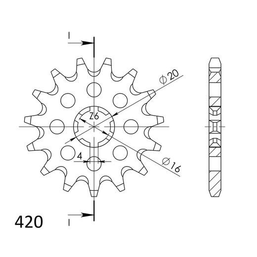 PRIEKINĖ ŽVAIGŽDĖ SUPERSPROX CST-546:16 16T, 420