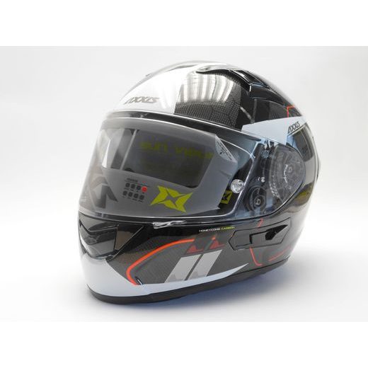 FULL FACE HELMET AXXIS RACER GP CARBON SV SPIKE A0 GLOSS PEARL WHITE, XXL DYDŽIO