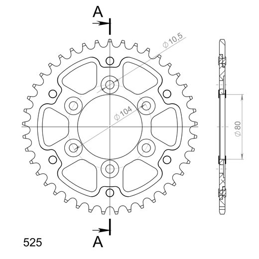 REAR SPROCKET SUPERSPROX STEALTH RST-1489:41-GLD, AUKSO SPALVOS 41T, 525
