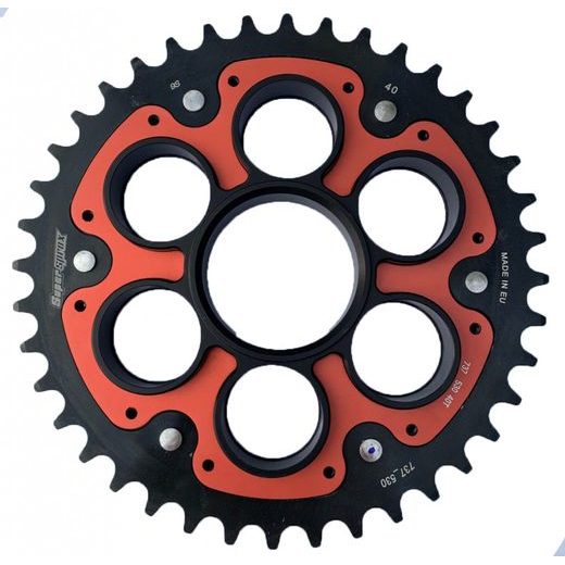 REAR SPROCKET STEALTH WITH ALLOY DISC SUPERSPROX RSA-737_530:40-RED, RAUDONOS SPALVOS 40T, 520
