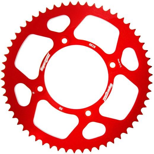 REAR ALU SPROCKET SUPERSPROX RAL-6618:58-RED, RAUDONOS SPALVOS 58T, 420