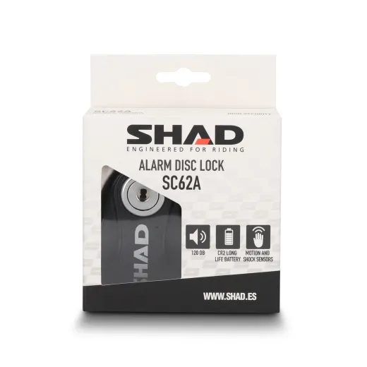 DISC LOCK WITH ALARM SHAD SC62A C0S6210A, JUODOS SPALVOS PIN 10MM