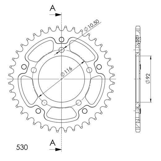 GALINĖ ŽVAIGŽDĖ SUPERSPROX STEALTH RST-489:40-BLK, JUODOS SPALVOS 40T, 530