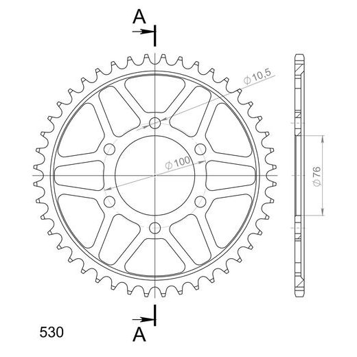 GALINĖ ŽVAIGŽDĖ SUPERSPROX RFE-816:44-BLK, JUODOS SPALVOS 44T, 530