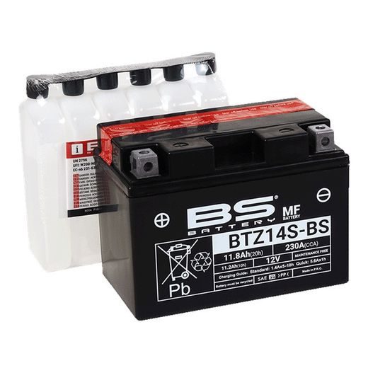 NEAPTARNAUJAMAS AKUMULIATORIUS - MAX. 20° PAVERTIMAS BS-BATTERY BTZ14S-BS (YTZ14S-BS)