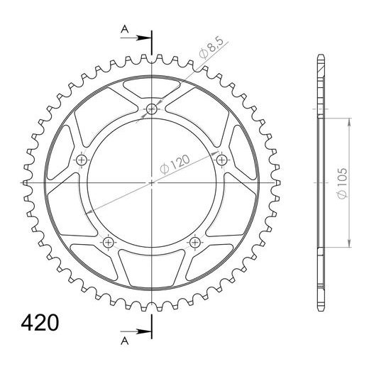 GALINĖ ŽVAIGŽDĖ SUPERSPROX RFE-24:50-BLK, JUODOS SPALVOS 50T, 420