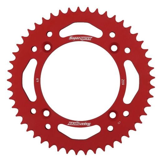 REAR ALU SPROCKET SUPERSPROX RAL-209:49-RED, RAUDONOS SPALVOS 49T, 420