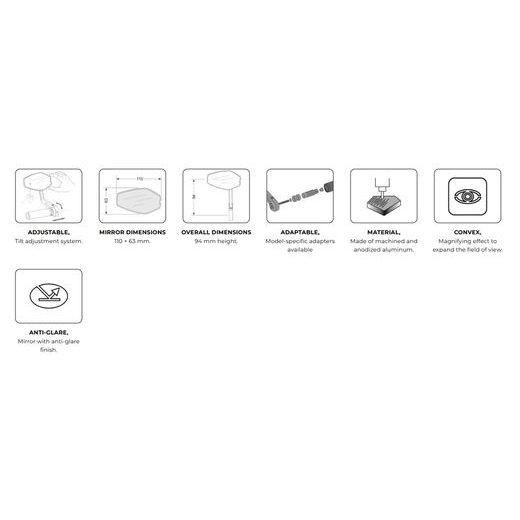 GALINIO VAIZDO VEIDRODIS PUIG MP25 22613N, JUODOS SPALVOS LEFT OR RIGHT