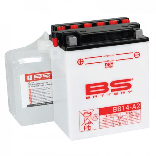 STANDARTINIS AKUMULIATORIUS (SU RŪGŠTIES PAKUOTE) BS-BATTERY BB14-A2 (YB14-A2) ACID PACK INCLUDED