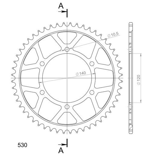 GALINĖ ŽVAIGŽDĖ SUPERSPROX RFE-499:52-BLK, JUODOS SPALVOS 52T, 530