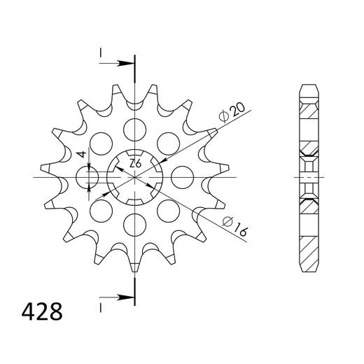 PRIEKINĖ ŽVAIGŽDĖ SUPERSPROX CST-416:16 16T, 428