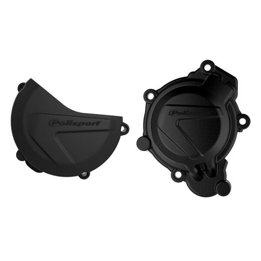 CLUTCH AND IGNITION COVER PROTECTOR KIT POLISPORT 90963, JUODOS SPALVOS