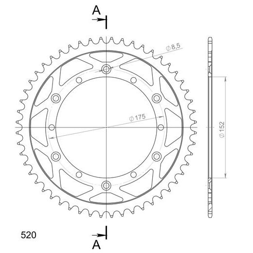 GALINĖ ŽVAIGŽDĖ SUPERSPROX RFE-853:52-BLK, JUODOS SPALVOS 52T, 520