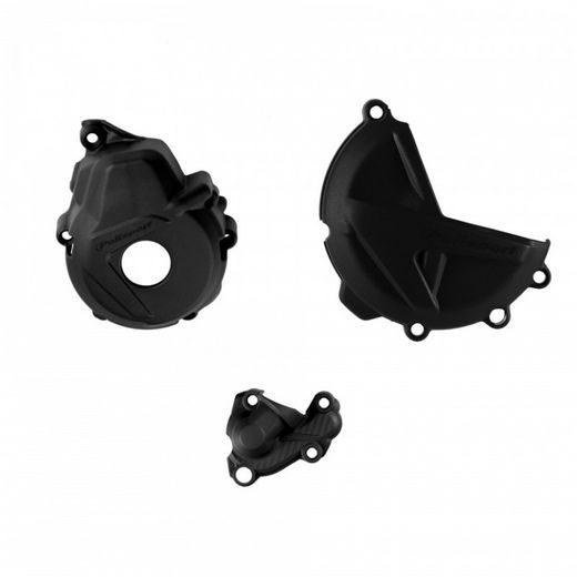 CLUTCH AND IGNITION COVER PROTECTOR KIT POLISPORT 91320, JUODOS SPALVOS